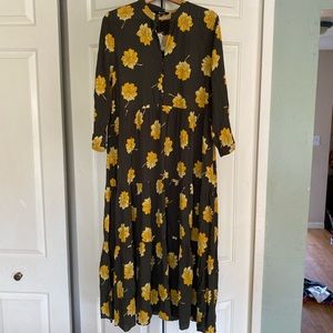 Madewell NWT Tiered Long Sleeve Midi Dress Size M